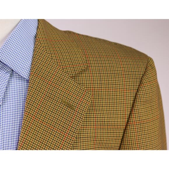 Faconnable by Cantarelli Gold Check Wool 3/2 Rolled Lapel Blazer Jacket 38R - Picture 4 of 8